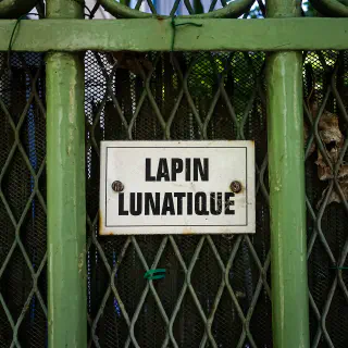 Écriteau `Lapin lunatique`