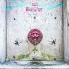 Lion’s Fountain surrounded by two painted spiders on the wall