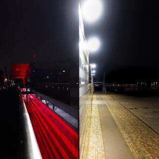 La Villette building at night