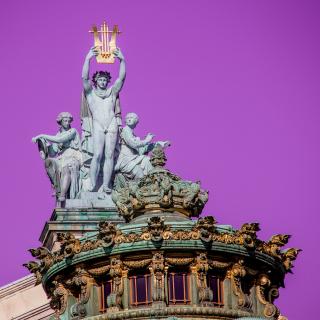 One the [l'opéra garnier](https://fr.wikipedia.org/wiki/Op%C3%A9ra_Garnier) roof statue