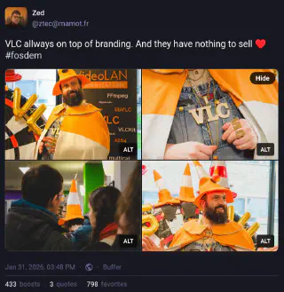 Capture d'écran du pouet sur Mastodon