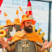 A VLC themes wizard with a cone head!
