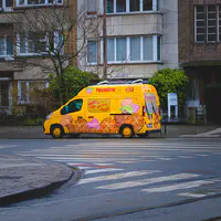 A waffle truck near ULB during FOSDEM.